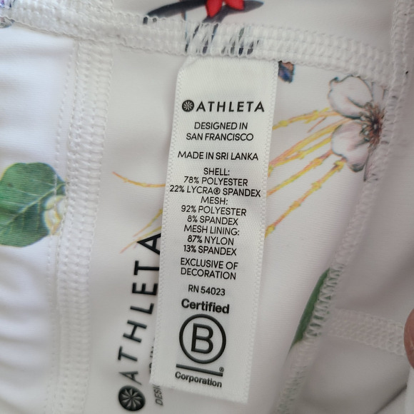 Athleta XS Leggings Contender Blossom 7/8 Length Floral Stripes White Athletic - Picture 12 of 12